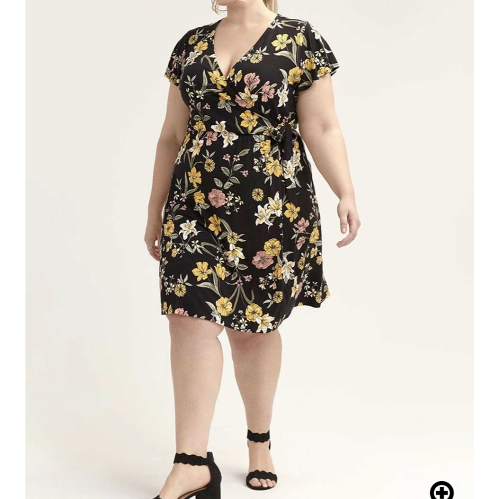 Flutter-Sleeve Front Wrap Dress